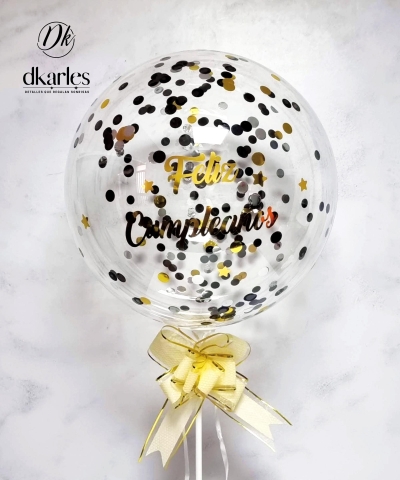 DKarles Obsequios - Globo Moteado Black, Gold & Silver