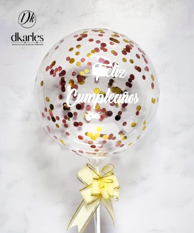 DKarles Obsequios - Globo Moteado Gold & Pale Pink