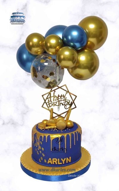 DKarles - Torta con globos metalizados y topper